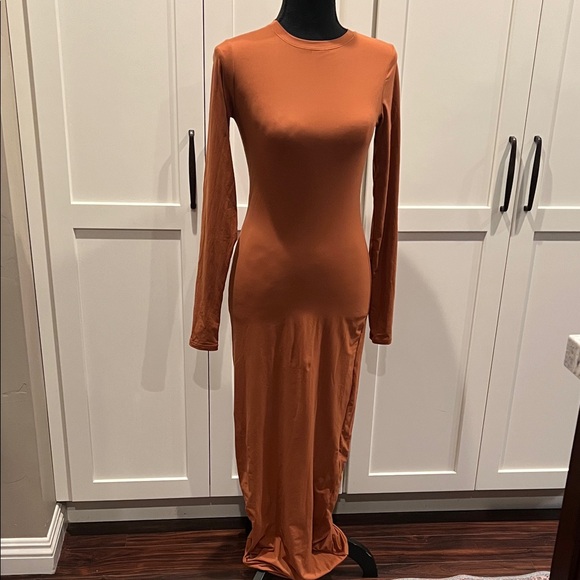 SKIMS Dresses & Skirts - SKIMS Terracotta Fits Everybody Long Sleeve Dress Size M
